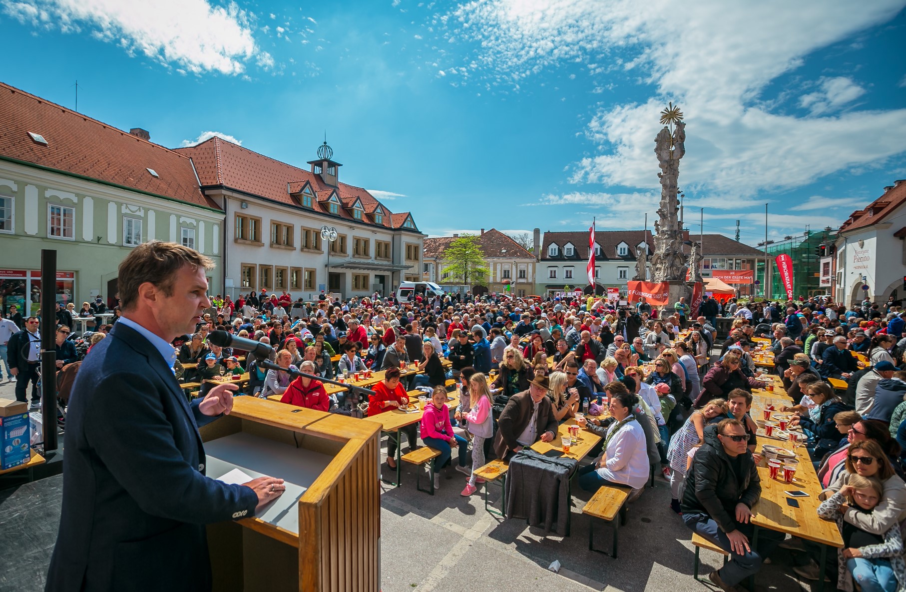 About 20,000 people live in Traiskirchen in Lower Austria, Mayor is Andreas Babler, there is also a refugee camp
